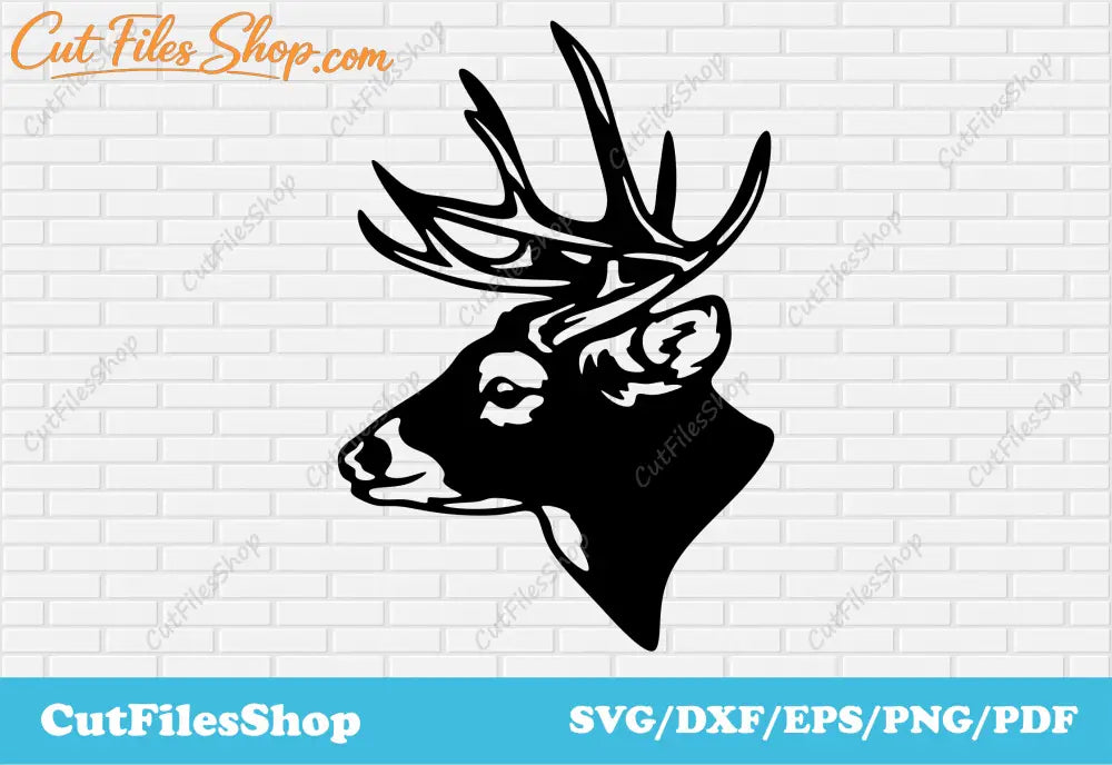 Deer head dxf file for Laser cut, Animals Plasma files, Cricut files, T-shirt Design, Craft svg files, jpeg to dxf, png to svg, dxf files download free, deer decor dxf, metal decor animals dxf, deer head svg, Mega Bundles DXF files, Vector Art