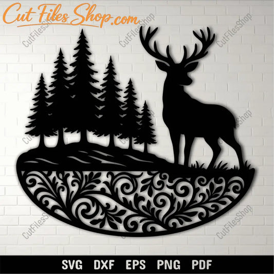 Deer ornament SVG design for laser cut