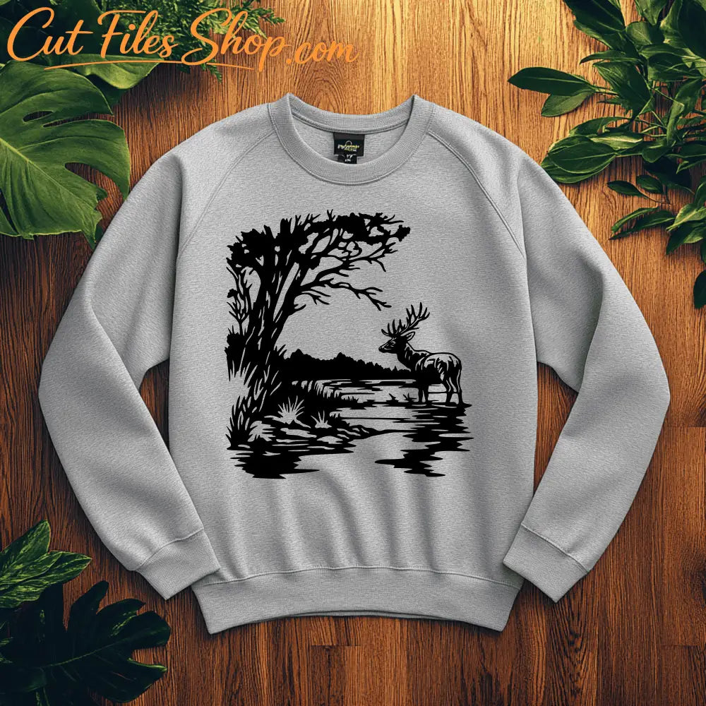 Deer in Lake SVG for Silhouette & Cricut, CNC DXF, Sublimation Design, Laser Cutting Files - Download Now!