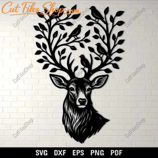 Deer with tree antlers SVG cut file