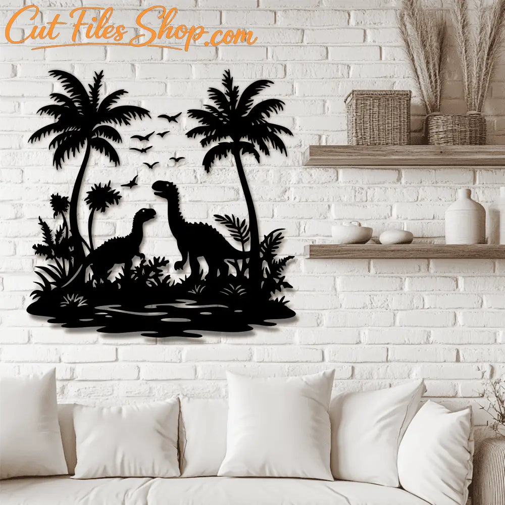 Printable Dinosaur Scene SVG: Perfect for Sublimation and Iron-On Transfers, DIY Wall metal decor