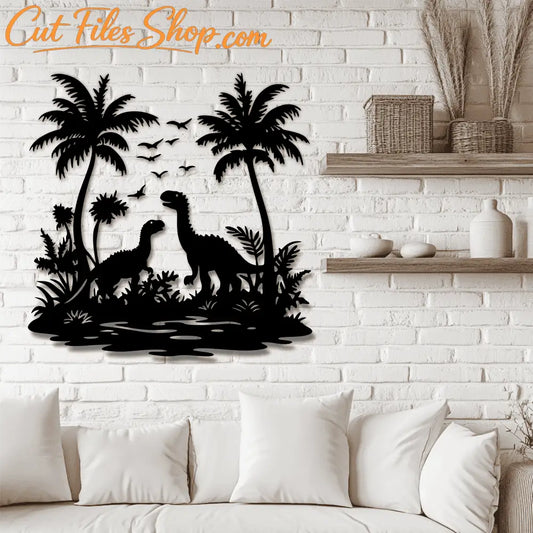 Printable Dinosaur Scene SVG: Perfect for Sublimation and Iron-On Transfers, DIY Wall metal decor