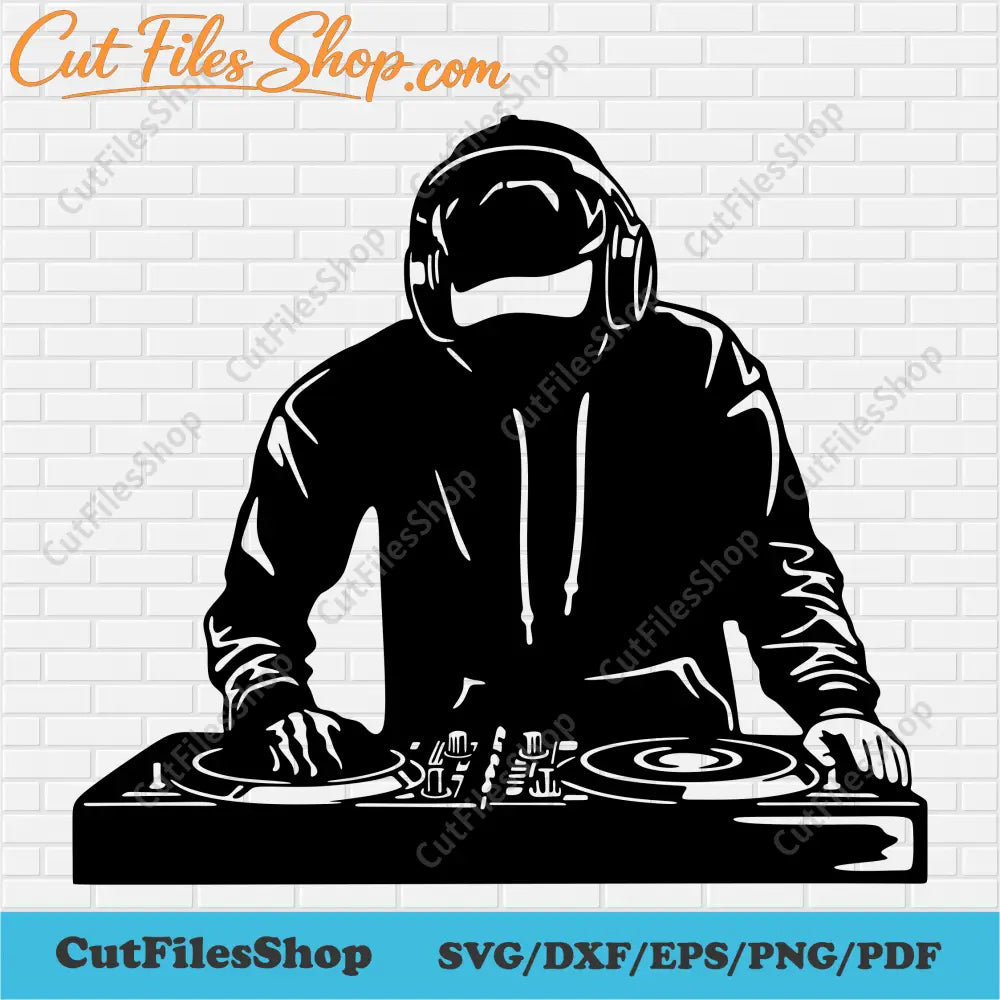 Disk jockey svg, cut files for Cricut, Dxf for laser, png for dtf, Silhouette cut files, Dj Clipart, Music Svg, cut files shop, free dxf files download, svg for sublimation, music logo svg, paper cut art, t-shirt design