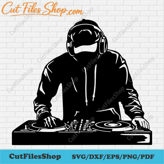 Disk jockey svg, cut files for Cricut, Dxf for laser, png for dtf, Silhouette cut files, Dj Clipart, Music Svg, cut files shop, free dxf files download, svg for sublimation, music logo svg, paper cut art, t-shirt design