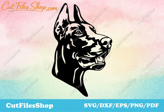 Doberman dog svg, dog dxf files, pets for cricut, laser pet portrait, Dxf for Cnc, silhouette images, svg for cricut, vector images, Silhouette Portrait