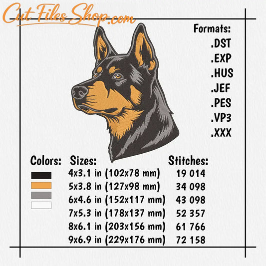 Embroidery design of a Doberman dog
