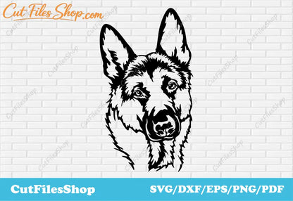 Dog dxf download, german shepherd dog svg, pet svg image, dxf for cnc router
