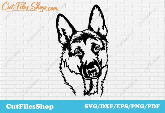 Dog dxf download, german shepherd dog svg, pet svg image, dxf for cnc router