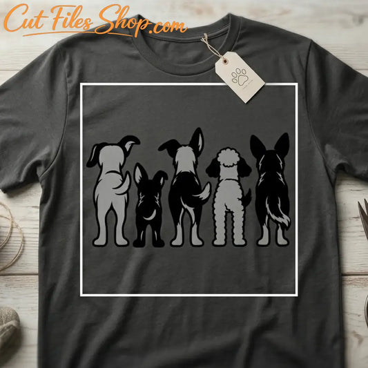 Cute dog silhouettes vector design in SVG, DXF, PNG, and PDF formats