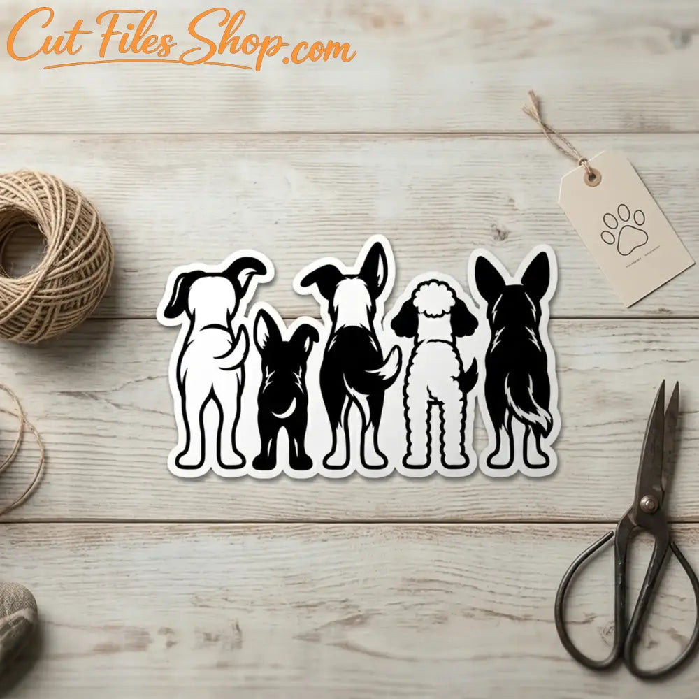 Digital cut files of dog backs ideal for custom t-shirts, decals, and DIY crafts