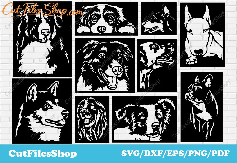 Dogs Panels dxf for Laser, Download dogs svg files, Dxf files ready to cut, Dogs decor dxf, DXF Format Free Download, dog wall panels dxf, Dogs Dxf Files Free, dogs vector art, portrait dogs dxf, pets svg dxf files, dogs tshirt designs