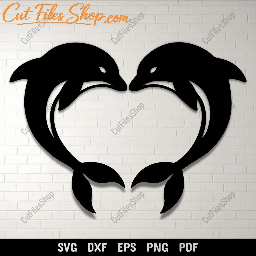 Dolphin heart metal wall decor design