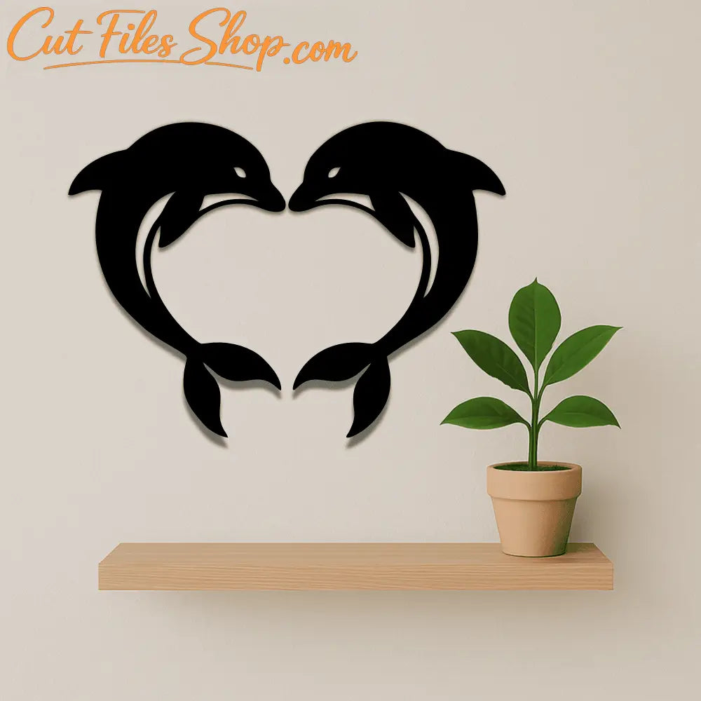 Dolphin couple forming heart cut file
