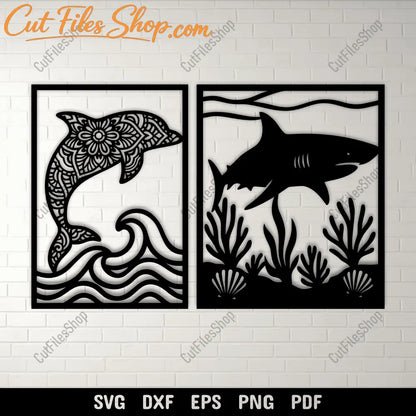 Dolphin shark SVG DXF EPS PNG for Cricut, laser cutting, CNC and sublimation