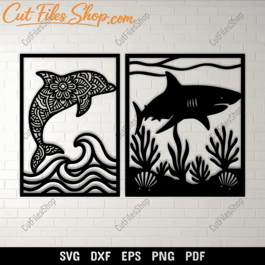Dolphin shark SVG DXF EPS PNG for Cricut, laser cutting, CNC and sublimation