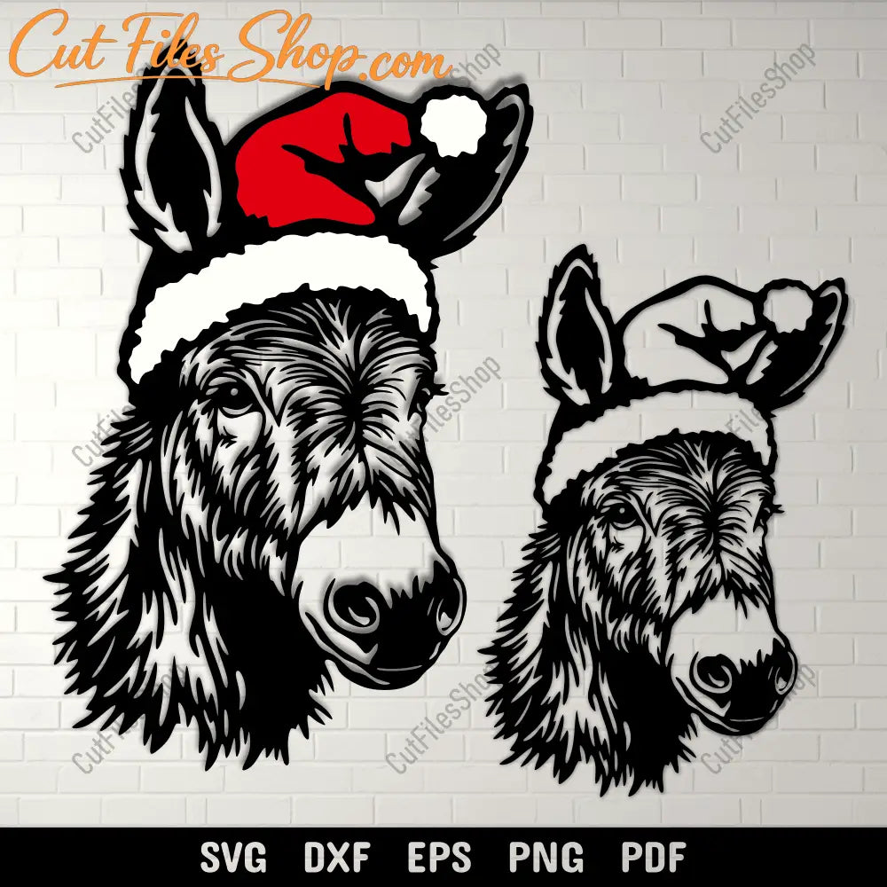 Donkey Christmas SVG, Cutting Files for Cricut and Silhouette, DXF for CNC Projects - Cut files shop