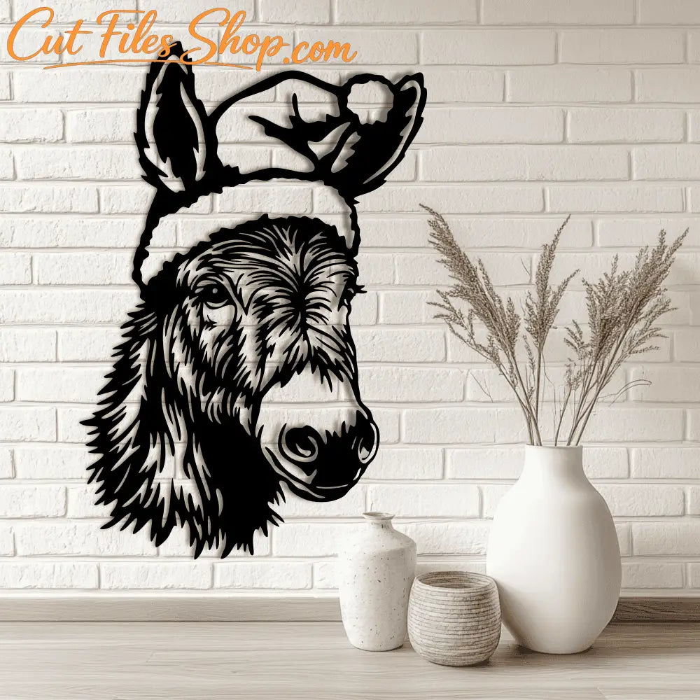 Festive Donkey SVG Files, Sublimation Design, CNC DXF, Cricut & Silhouette Projects, Christmas Decor Crafts