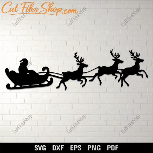 Download free Flying Santa SVG cut files for Cricut, Silhouette, and CNC. Perfect for Christmas crafts.