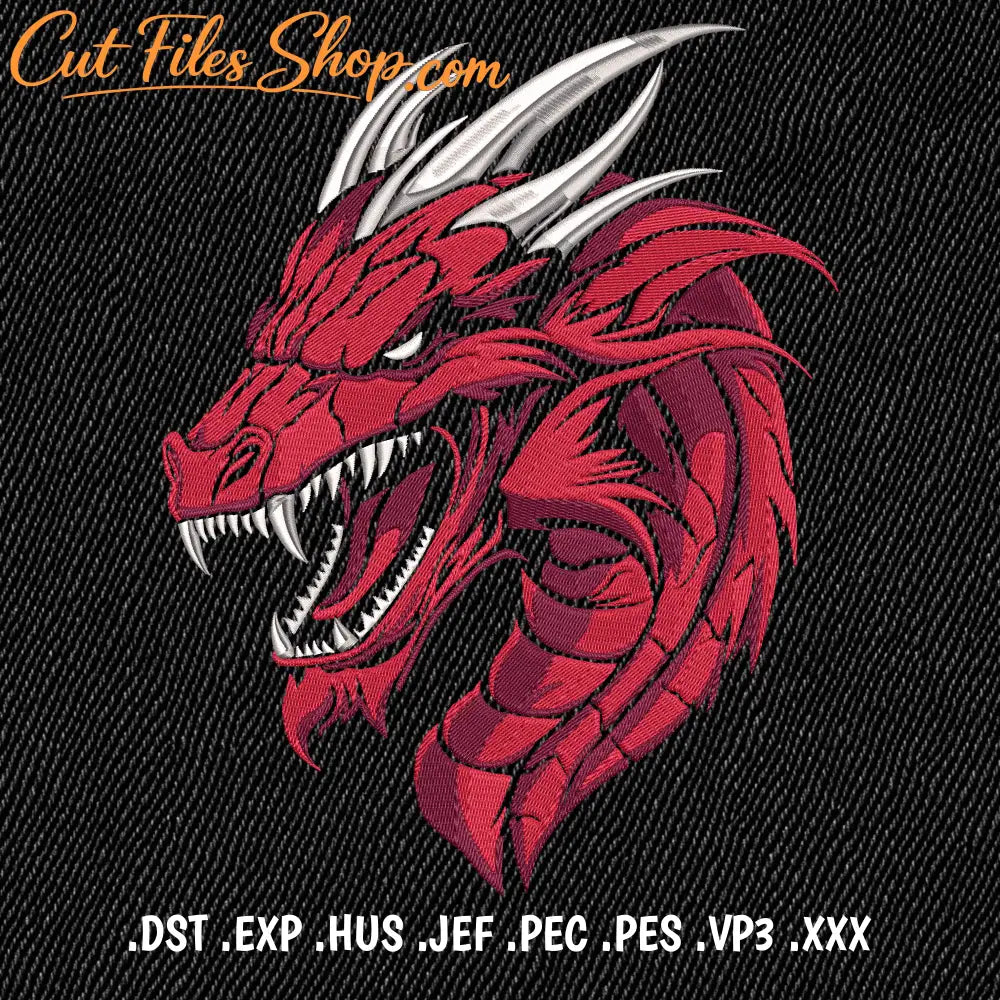 Detailed dragon embroidery pattern for clothing