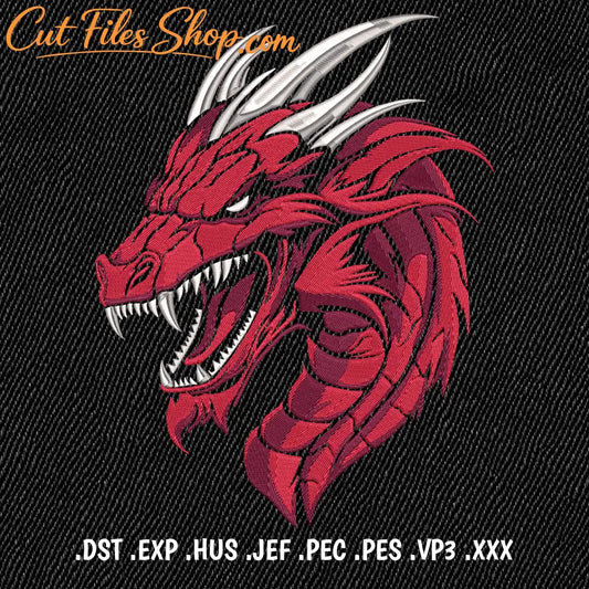 Detailed dragon embroidery pattern for clothing
