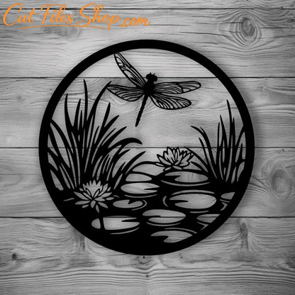 Dragonfly Scene SVG & DXF for Cricut & Silhouette – Laser Engrave & Plasma Cut Design