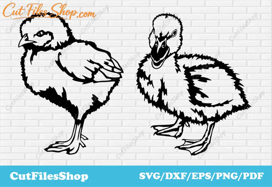 Duckling svg, Chick svg for cricut, Digital Download DXF SVG, card making svg, baby birds svg, dxf router files, cricut dsigns space, svg crafts, farm birds svg, clip art birds svg, sublimation svg, farm svg
