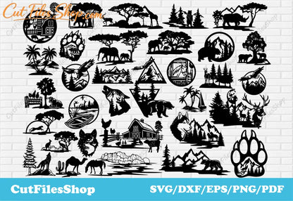 DXF files for Laser Cutting, Wildlife scenes svg for cricut, Decor making, DXF for Plasma Cut, Vinyl cut files, Silhouette Cameo, Stickers svg, dxf files, bear paw dxf files, wolf paws dxf files, farm animals dxf files, logo svg files, animals logos vector, horse for laser,wolf art dxf, bear dxf art, free dxf files, free home svg files, free cut files, crafts files, design bundles, svg files, laser cut wood, dxf cnc plasma, plasma cutter files, jungle animals dxf, forest animals dxf 