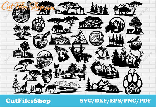 DXF files for Laser Cutting, Wildlife scenes svg for cricut, Decor making, DXF for Plasma Cut, Vinyl cut files, Silhouette Cameo, Stickers svg, dxf files, bear paw dxf files, wolf paws dxf files, farm animals dxf files, logo svg files, animals logos vector, horse for laser,wolf art dxf, bear dxf art, free dxf files, free home svg files, free cut files, crafts files, design bundles, svg files, laser cut wood, dxf cnc plasma, plasma cutter files, jungle animals dxf, forest animals dxf 