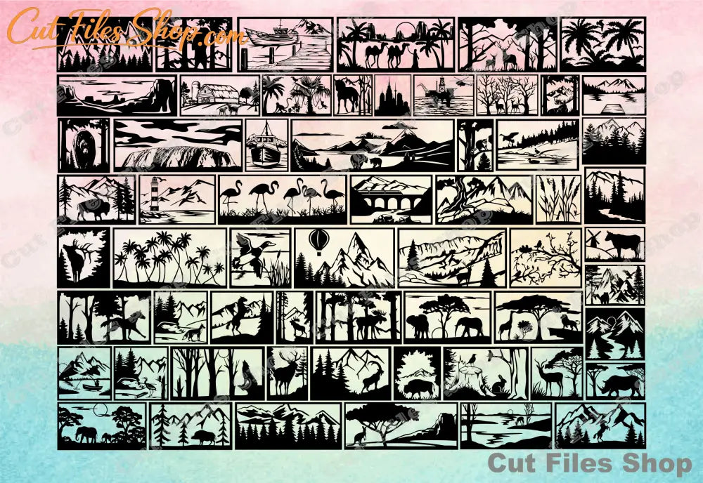 Panels for laser cut, panels dxf, laser cutting, wild animal wall art, wall decor svg, dxf animals, dxf railing panels, dxf for metal, dxf wall panels, dxf for wood cut, dxf for cnc, dxf files for cnc plasma, cut files shop, animals scenes dxf, nature scenes dxf, wildlife scenes dxf