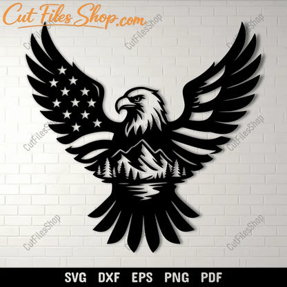 Eagle mountain flag SVG DXF PNG for CNC laser cutting