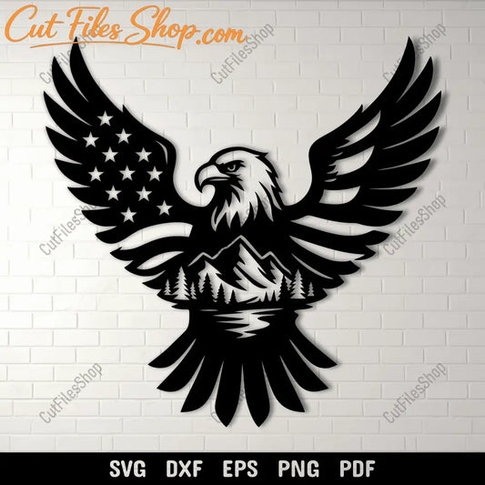 Eagle mountain flag SVG DXF PNG for CNC laser cutting