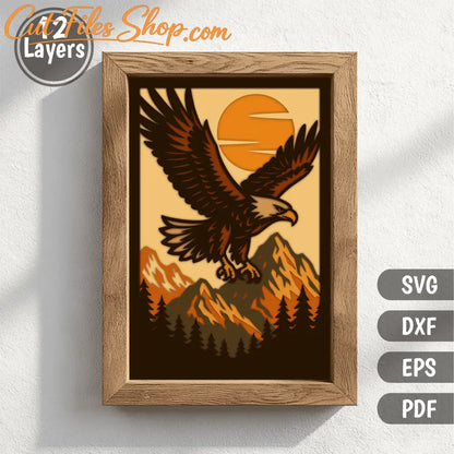 Soaring eagle layered wildlife cutting file for Cricut and Glowforge