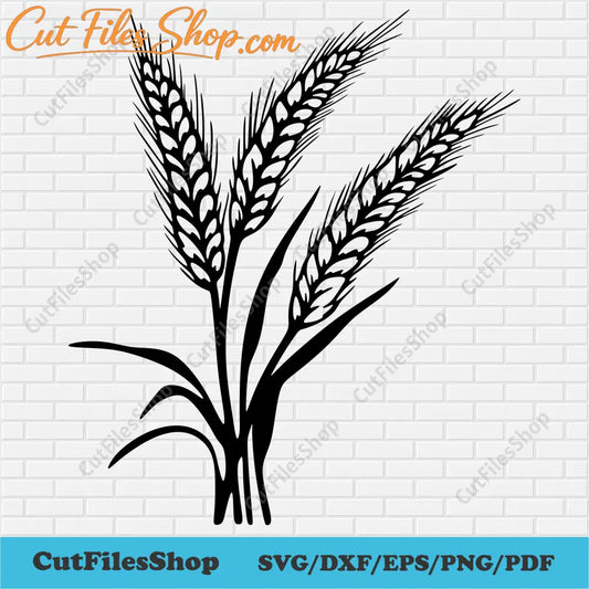 Ears of Wheat Svg, Cut files for Cricut, Dxf for Silhouette Studio, Dxf for Laser cut, vinyl cut files, gift diy, hand made svg, wall decor diy, dxf for cnc, free vector cut files