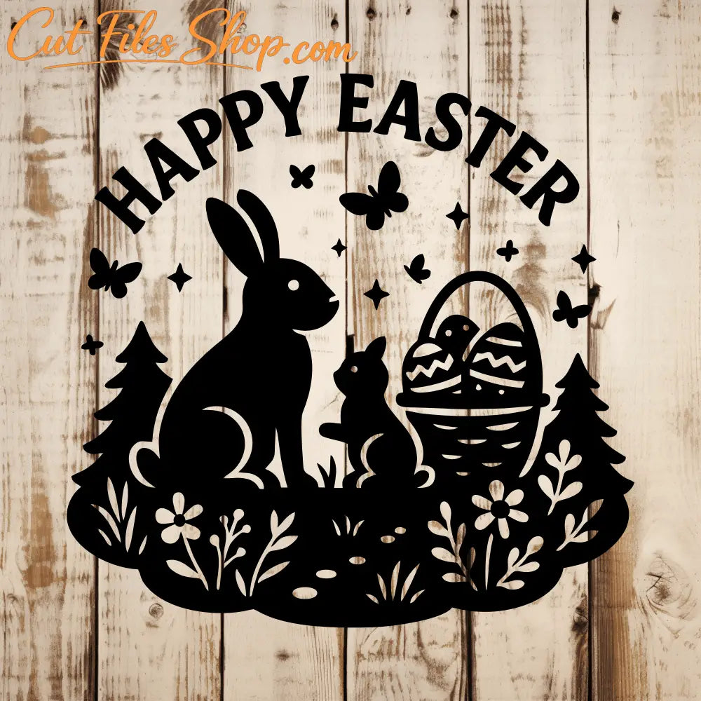 Easter bunny and eggs SVG DXF for Cricut and xTool
