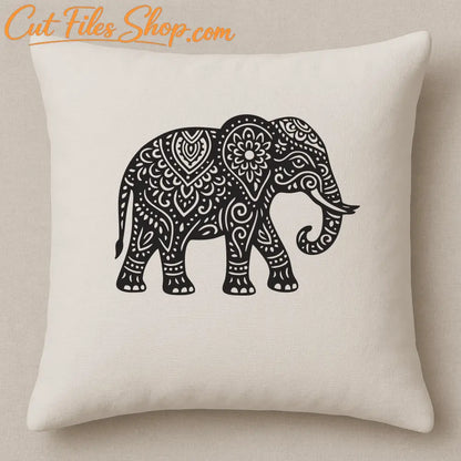 Detailed elephant SVG template for Silhouette or Glowforge