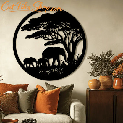 Elephant Scene Cutting Files – DXF for CNC, SVG for Sublimation and Vinyl Decals