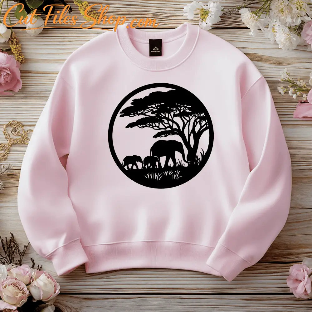 Elephant Landscape DXF SVG – CNC, Cricut, and DIY Wall Decals