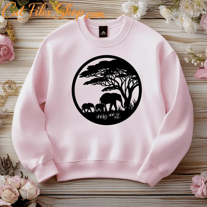 Elephant Landscape DXF SVG – CNC, Cricut, and DIY Wall Decals