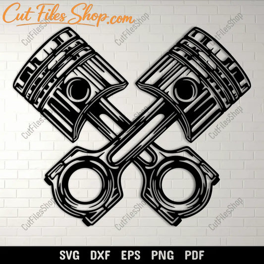 Piston and rod SVG file for CNC