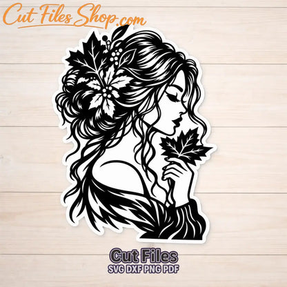 Fall woman svg cutting files