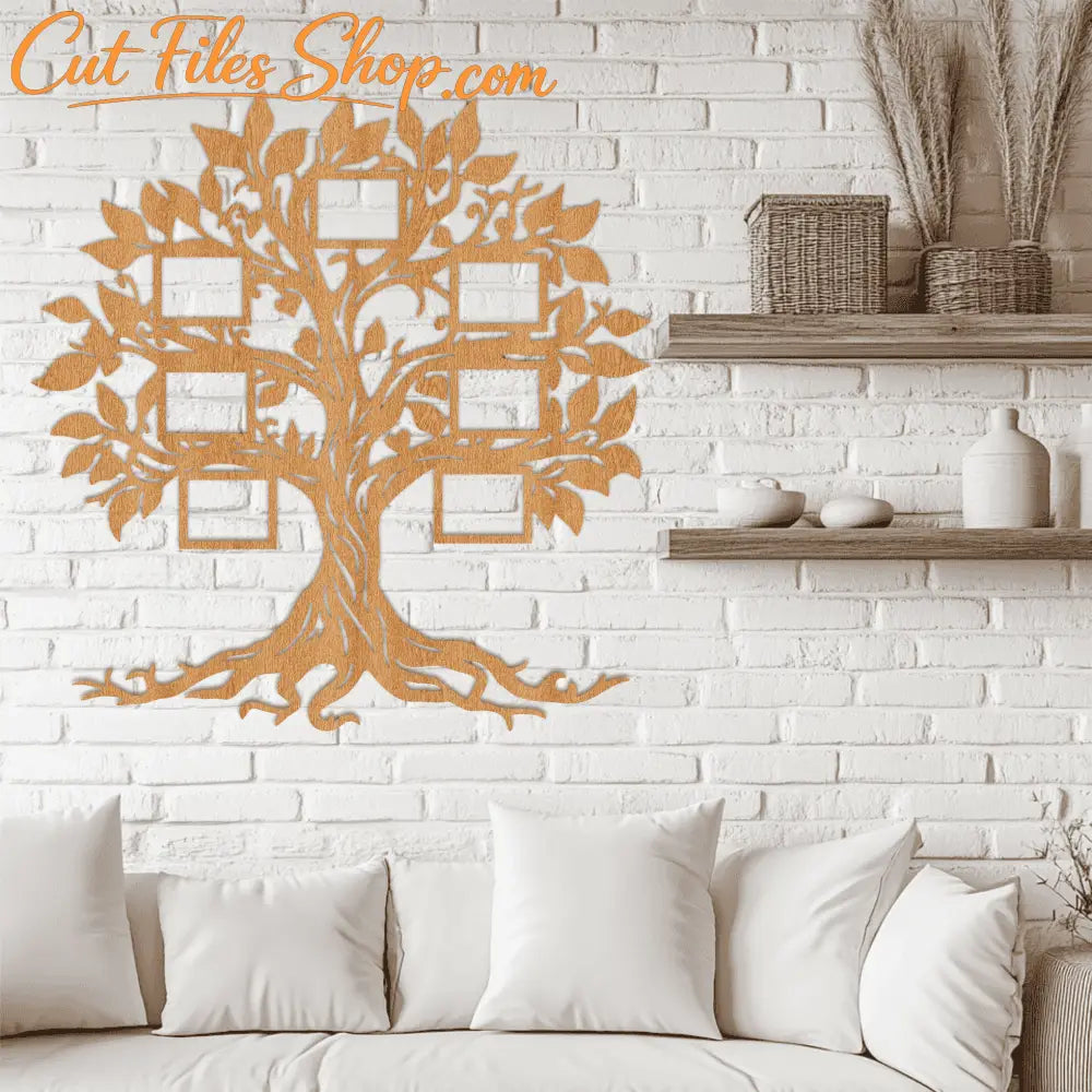 CNC family tree photo frame SVG DXF file