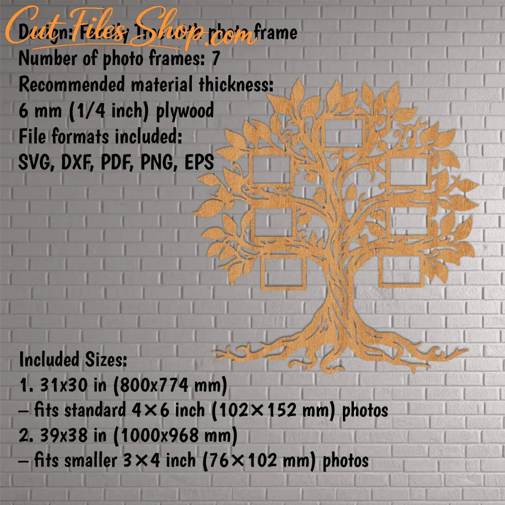 Laser cut family tree wall art for 6mm plywood