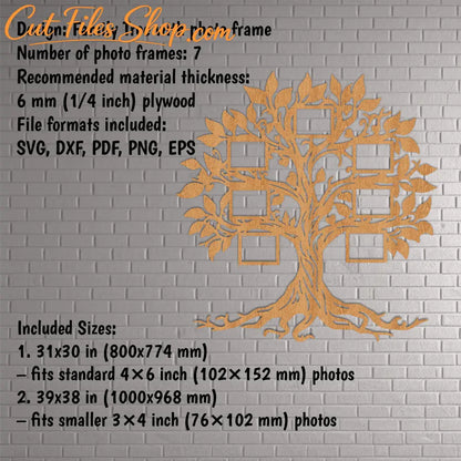 Laser cut family tree wall art for 6mm plywood