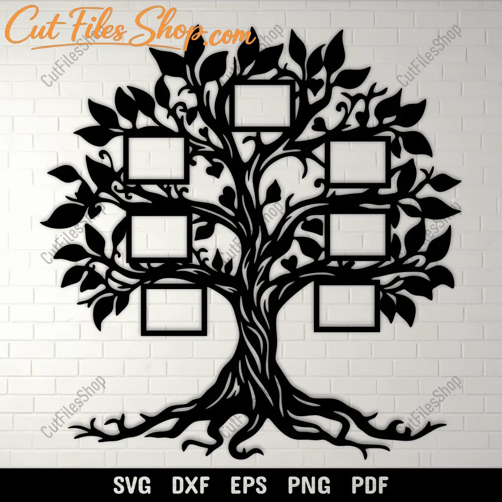 Family tree photo frame laser cut plywood design