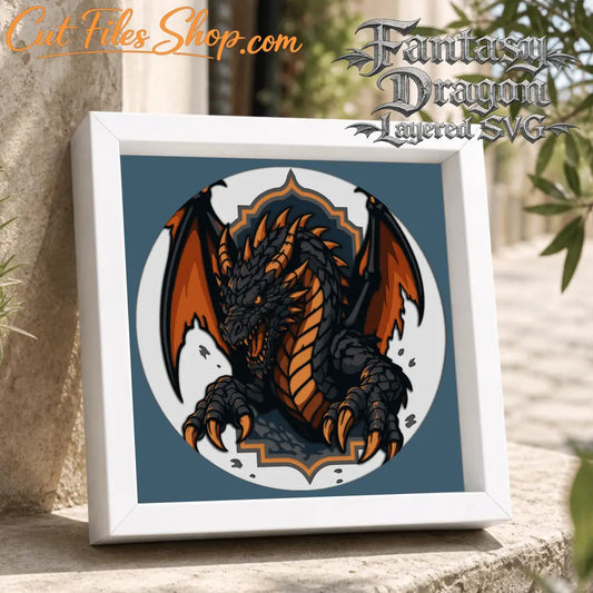 fantasy dragon layered svg shadow box design