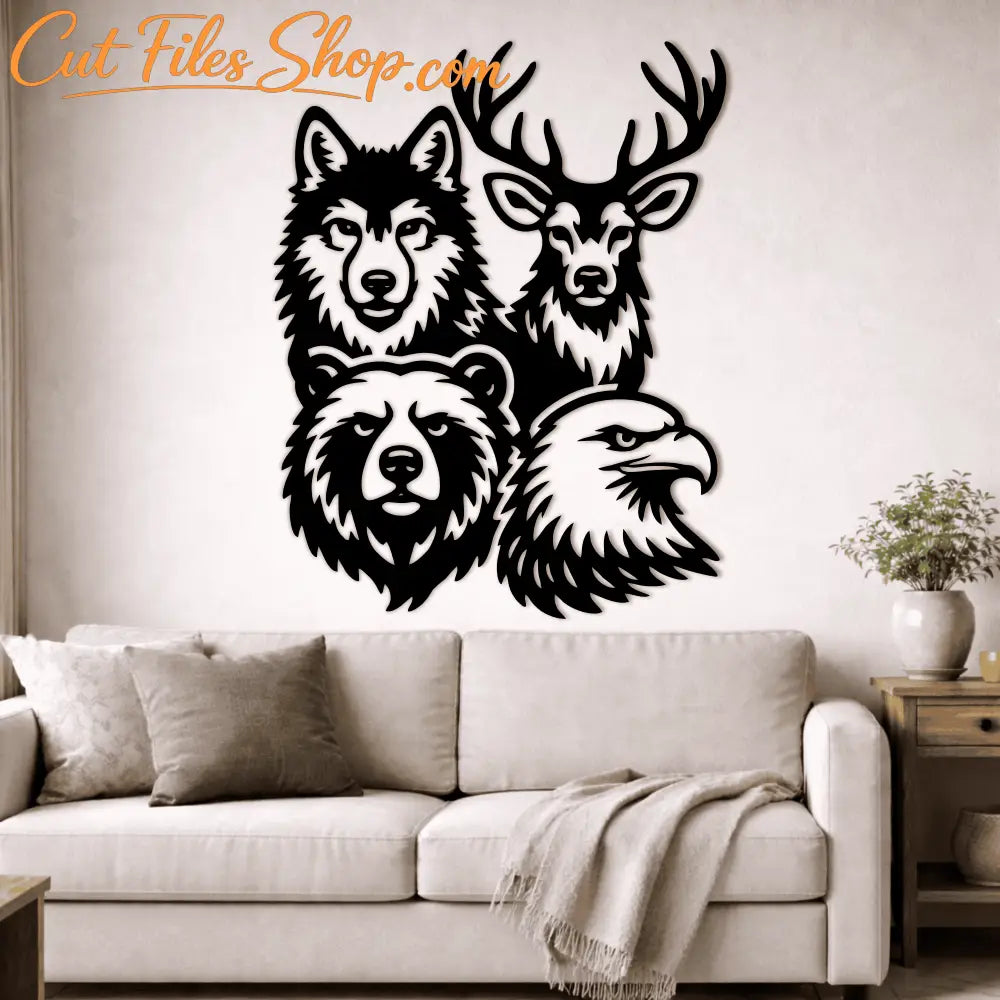 Bear and eagle face SVG PNG for sublimation printing