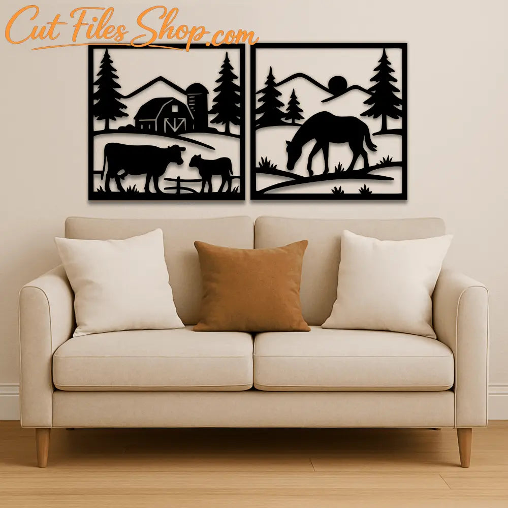 Barn and silo countryside SVG DXF design