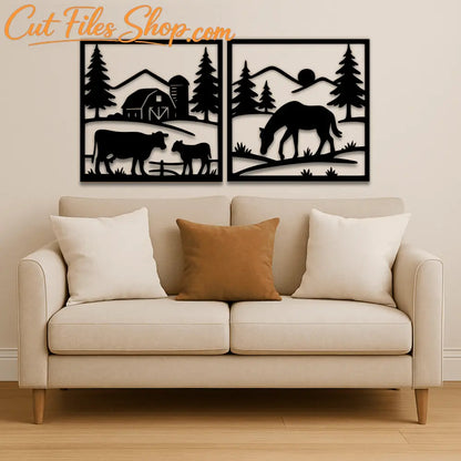 Barn and silo countryside SVG DXF design