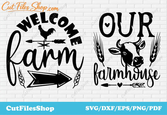 Farm scenes svg, dxf for cnc cutting, svg for sticker making, t-shirt designs, cup designs cricut, farmhouse svg, welcome farm dxf, animals farm scenes svg, cow farm svg, vane dxf, our farmhouse svg, farm scene svg for t shirt designs, farm scenes vector 