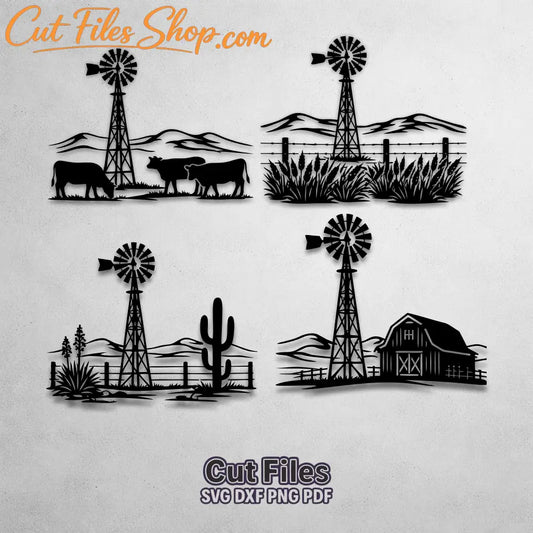 Farm windmill SVG bundle for laser cutting